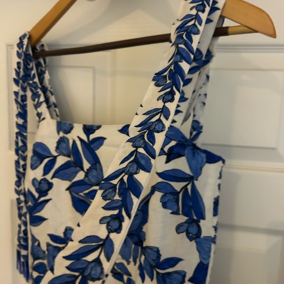 NWT CALYPSO‎ ST. BARTH Linen Blend Beaded Strap Placed Print Midi Dress SZ S - Picture 6 of 16